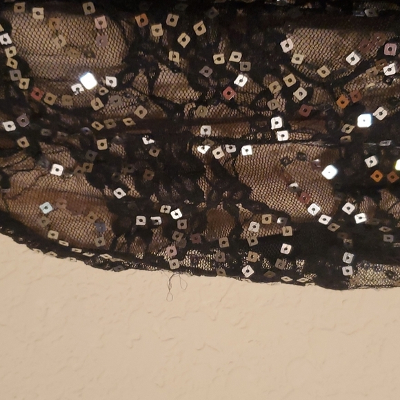 VTG Y2K Wet Seal 2x black sheer sequins tank top with sheer undershirt - Picture 4 of 11